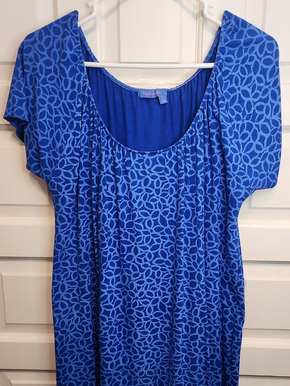 FRESH PRODUCR Royal Blue Patterned Floral Stretch Scoop Neck Knit Top Tunic